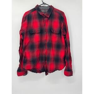Woolrich Women's Red & Black Plaid Flannel Button Up‎ Shirt Buffalo Check XXL